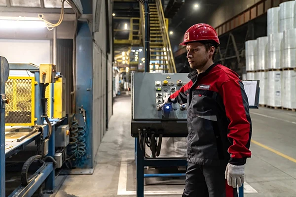 Производство фасадной плитки и гибкой черепицы на полностью автоматизированном заводе ТЕХНОНИКОЛЬ в Рязани.