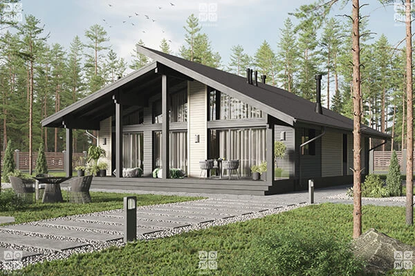 Несмотря на кажущуюся простоту, кровельные панели позволяют создавать индивидуальную архитектуру и оригинальные проекты. Проект Пикассо Мини от ДОМ ТЕХНОНИКОЛЬ — с разноуровневой двускатной крышей 