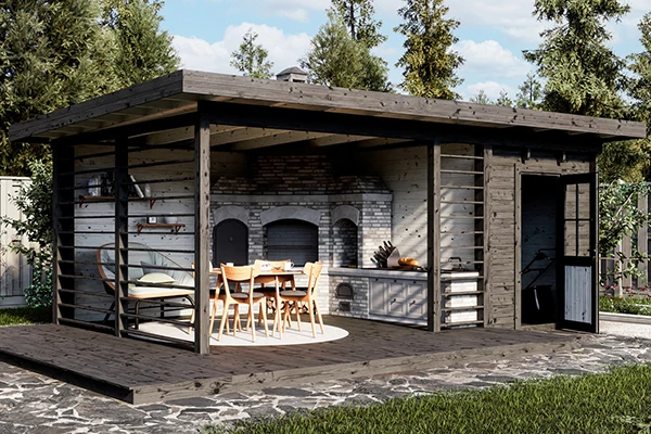 Просторная беседка с хозблоком