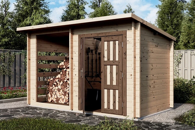 Хозблок 7 с дровником: практичный