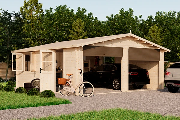 Как выглядит удобный и практичный гараж на две машины