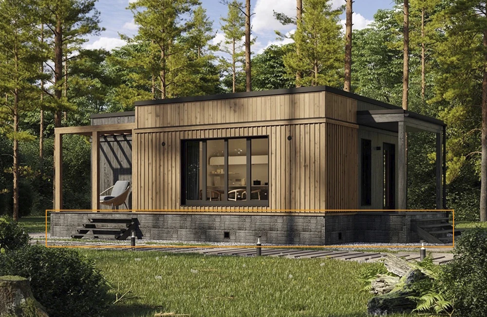 Выделенную оранжевым часть дома и называют цоколем — это своего рода защитная «юбка»