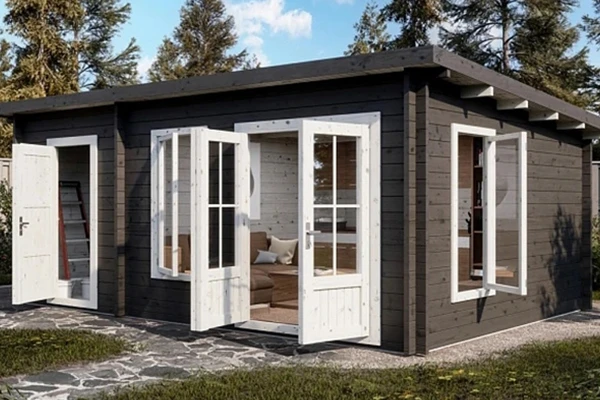 Садовый дом 21 с хозблоком — очень практичный вариант, чтобы дать старт любой стройке: в период строительства может использоваться как бытовка, после — стать мастерской или домиком для гостей. 