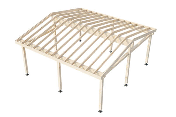 Новый объект в каталоге: навес 32 кв. м из клееного бруса