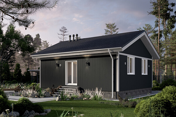 Терраса 13,6 кв. м полностью закрыта свесом кровли.