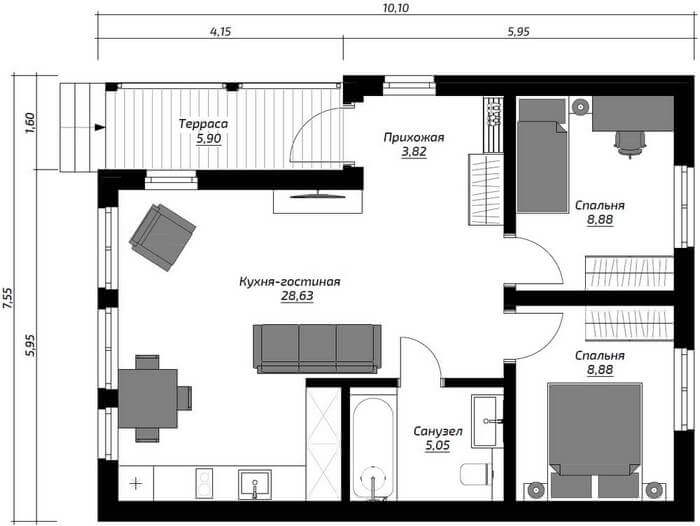 Как выглядит готовый дом по проекту МОНЕ 60