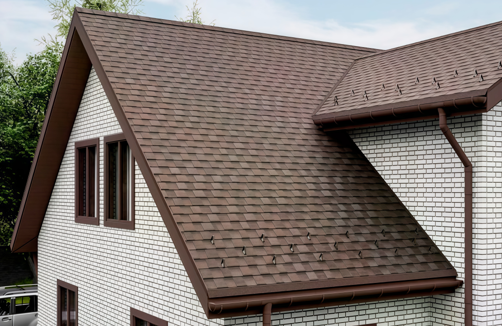 Чтобы планки надежно держались и крыша выглядела так, как на фото, используйте крепеж, рекомендованный производителем, и не экономьте гвозди, уменьшая количество точек крепления.